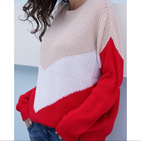 ✨LAST TWO✨REVEAL YOUR LOVE SWEATER-RED/PINK/WHITE - Picture 4 of 5